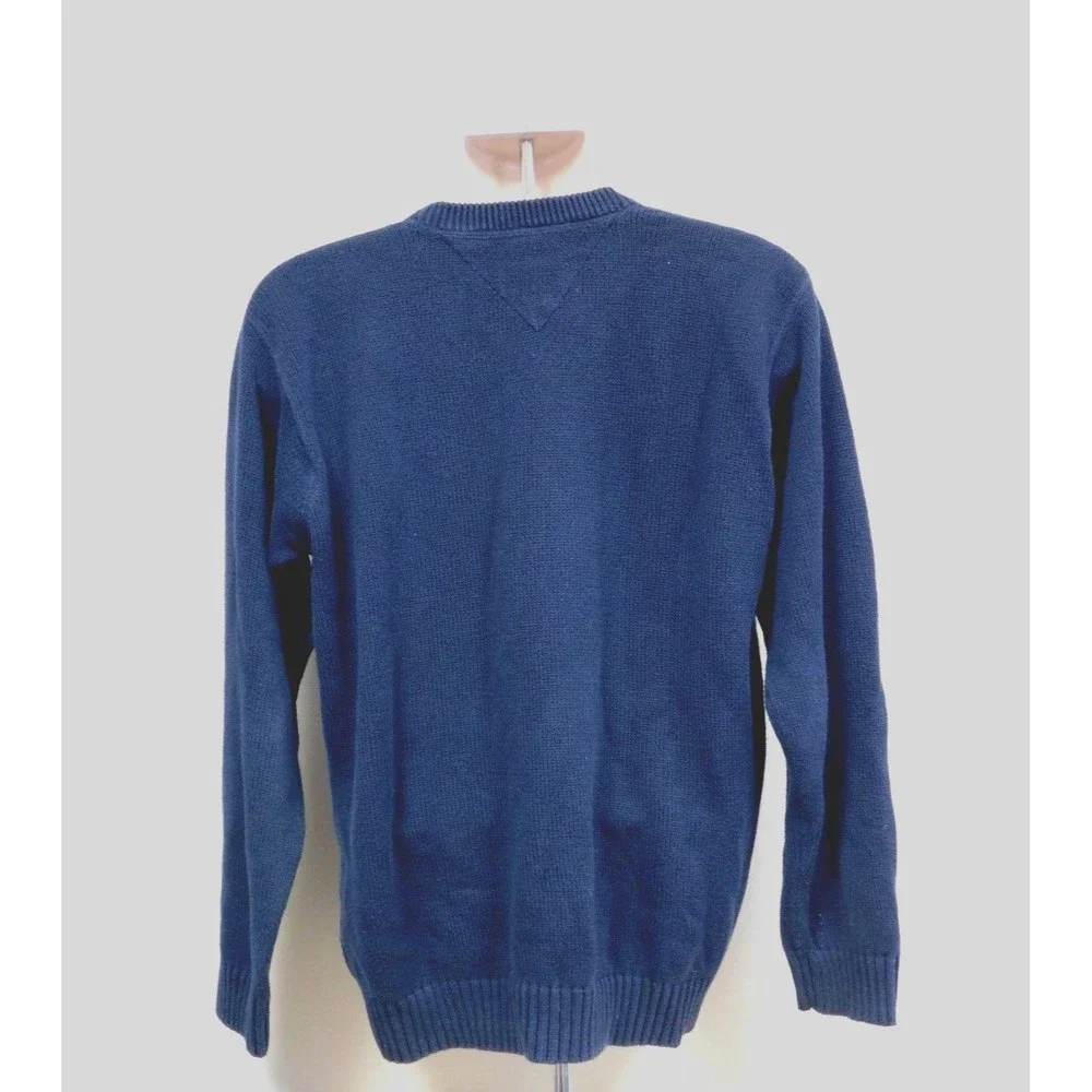 Men's Tommy Hilfiger Crest Sweater Crew Neck Navy Blue Size Large‎ Vintage